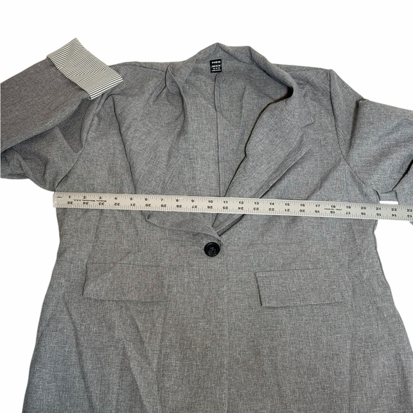 SHEIN LUNE Gray Single Button Blazer Striped Cuff Detail XL - Picture 4 of 6